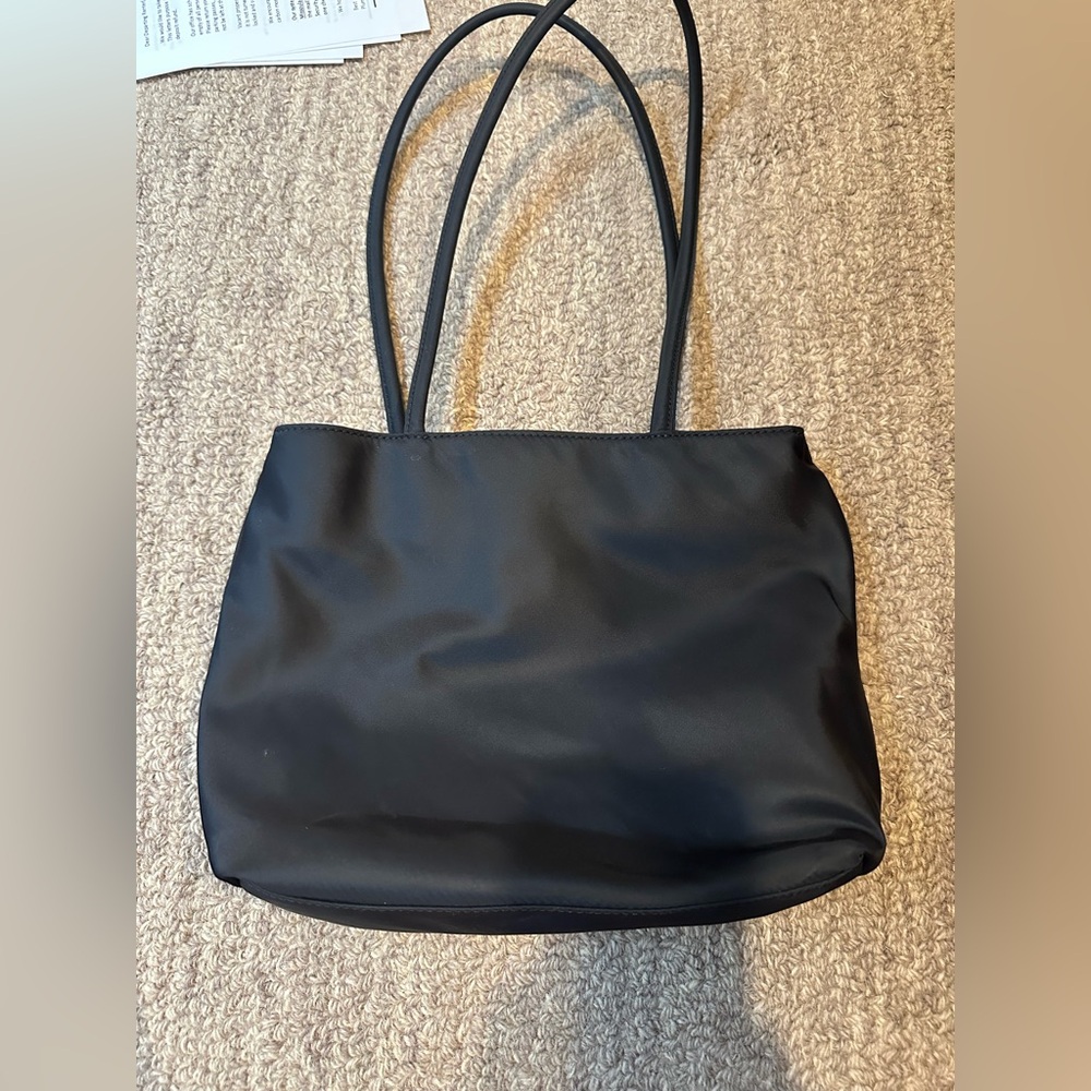 Aritzia Nylon Shoulder Bag – Black Minimalist Everyday Tote